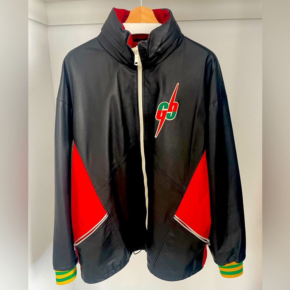 Gucci Leather GG Track Jacket